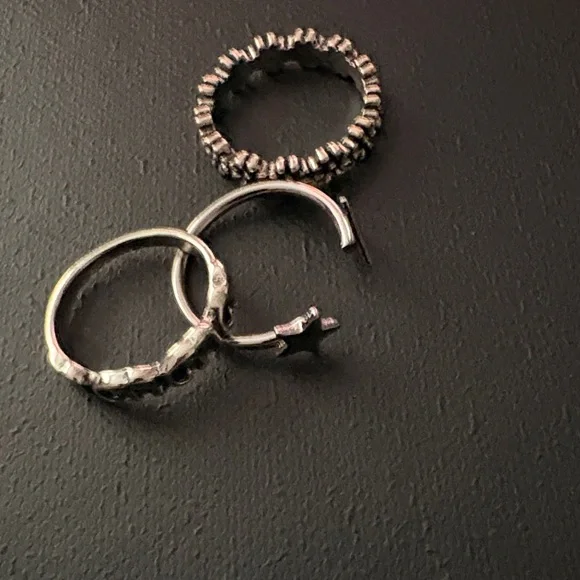 Silver Textured Rings Set - Picture 1 of 1